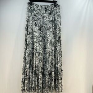 Double D Ranch Graphic Silk Pleated Broomstick Maxi Skirt, L